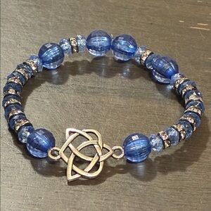 Blue Beaded Bracelet with Silver Accents